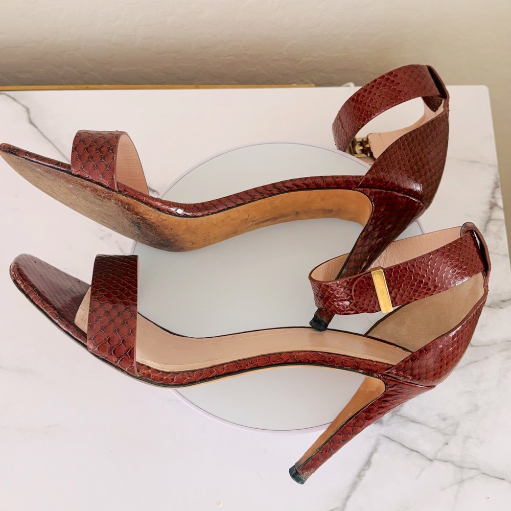 Authentic Celine Embossed Python Brown / Burgandy… - image 12